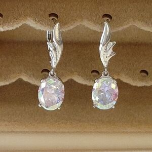 925 SETA Oval Aurora Borealis Crystal Earrings